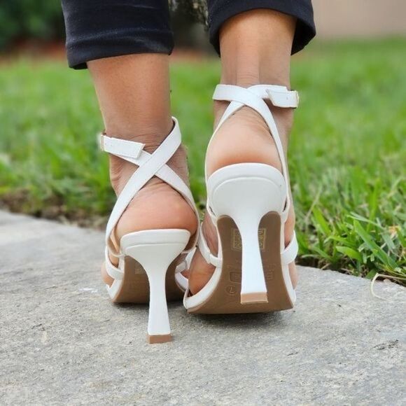 Women Ankle Strap High Heel Sandals White Color - Picture 6 of 7